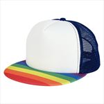 Rainbow Visor with White Crown and Royal Blue Mesh